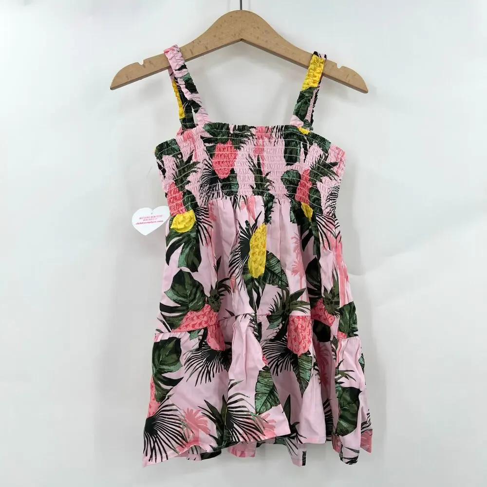 NWT The Children’s Place 2T Pink Gold Floral Pineapple Mommy and Me Dress Hawaii - Picture 2 of 8